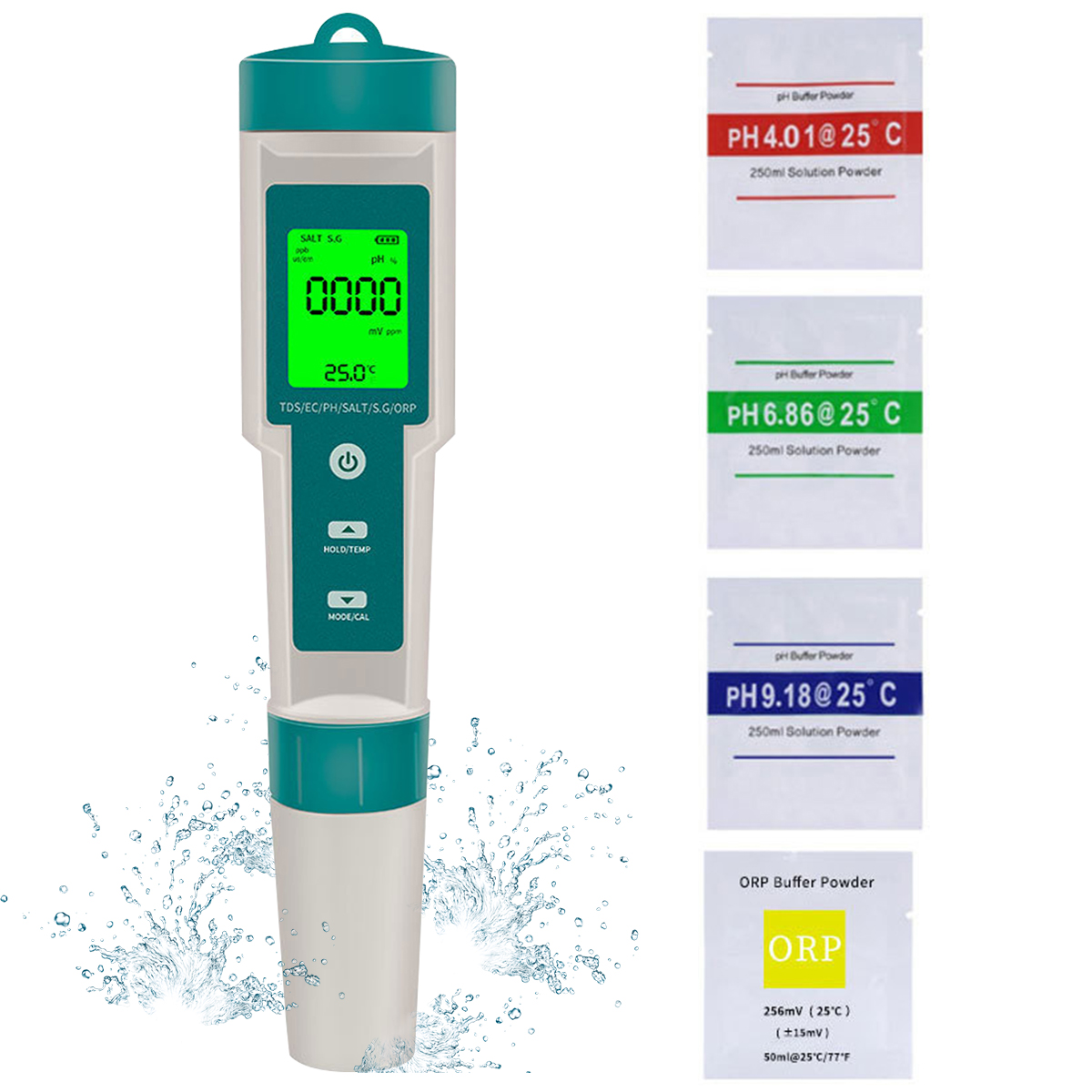 Ph Meter Digital Water Tester - Digitales PH-Messgerät 7-in-1 PH/ORP/EC/TEMP/SALT/S.G/TDS Wasserqualitätstester Hochpräziser