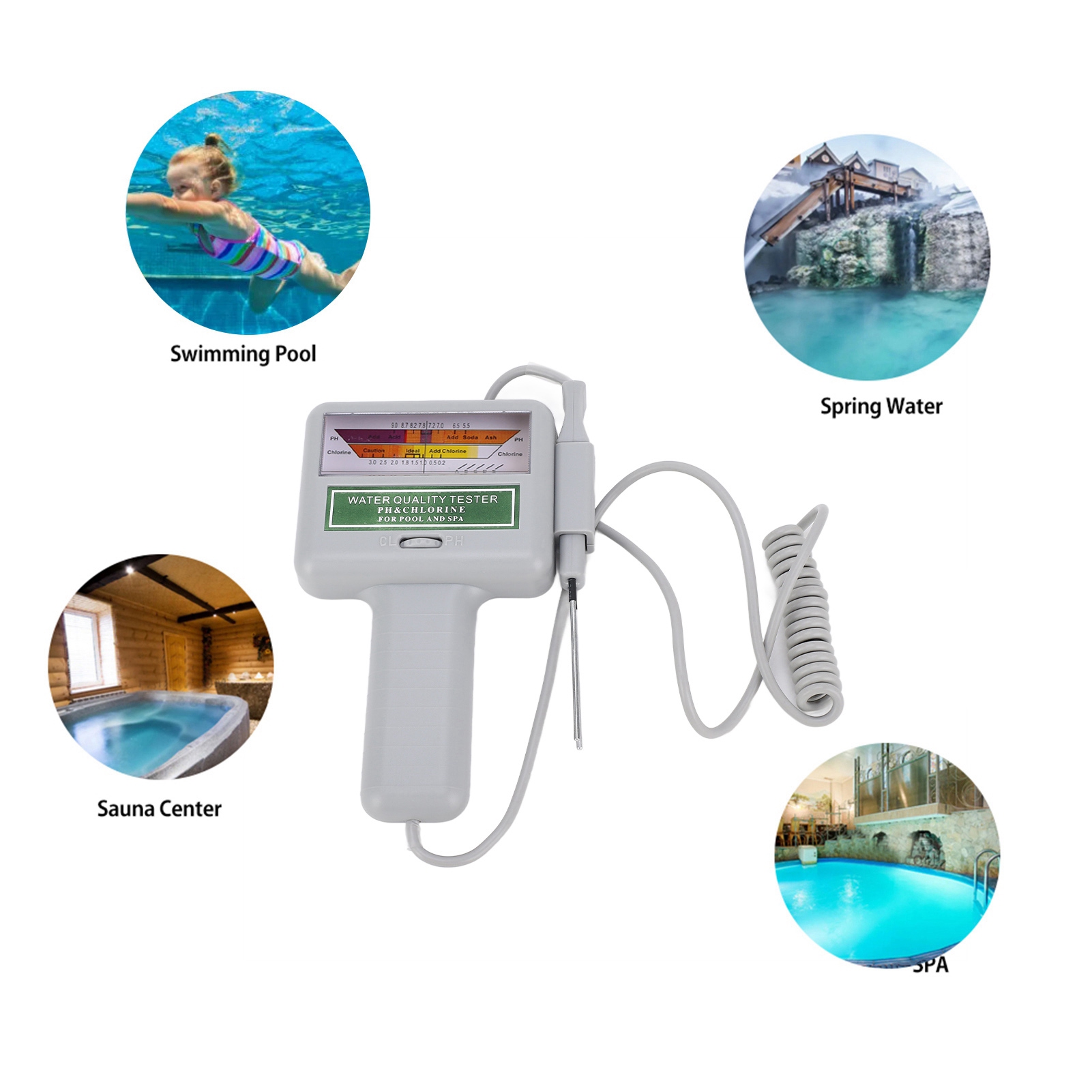 Ph Meter Digital Water Tester - Digitaler Pool-Wassertester pH-Chlor-Messgerät Einfache Bedienung Tragbares
